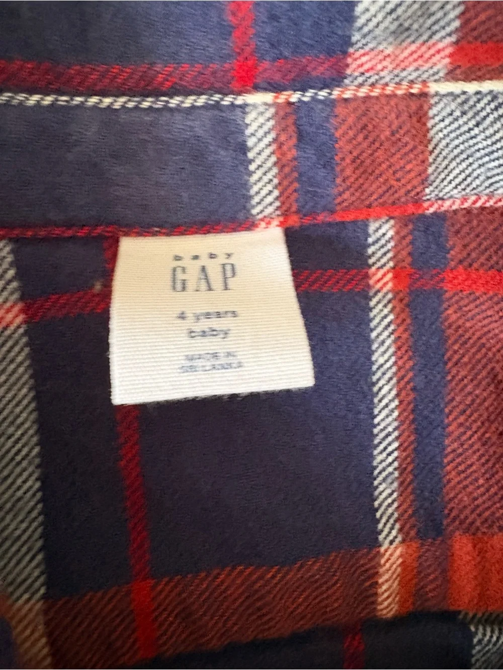 GAP Navy Red White Plaid Button-Down Shirt
